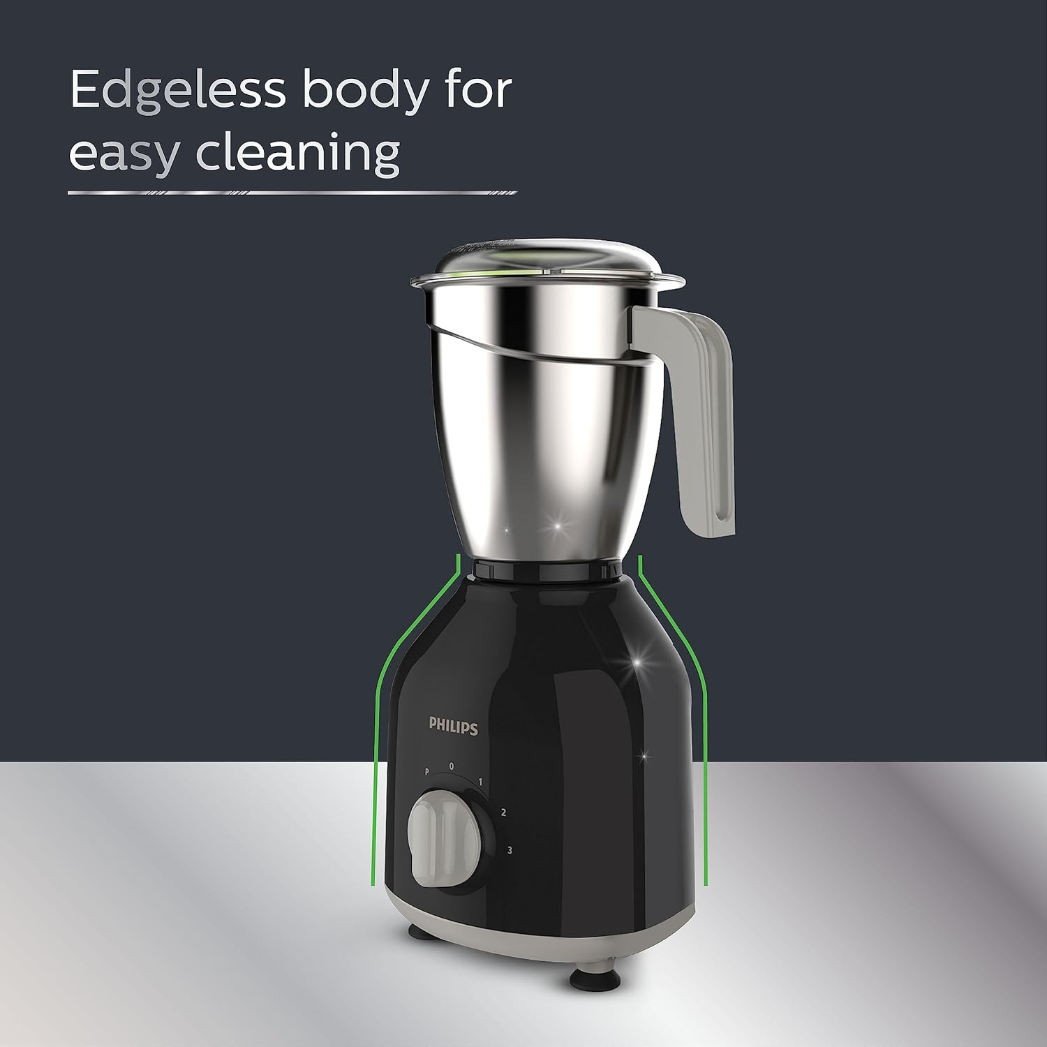 Philips HL7756/01 750 Watt Mixer Grinder, 3 Stainless Steel Multipurpose Jars with 3 Speed Control and Pulse function (Black) - View 7