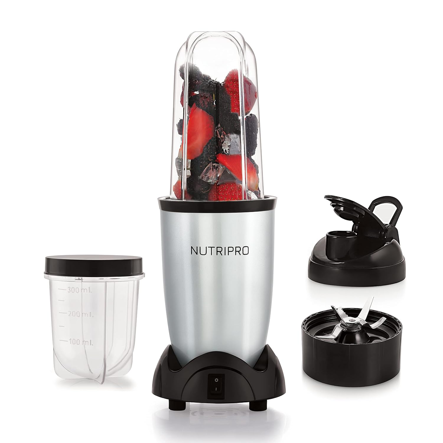 NutriPro Juicer Mixer Grinder - Smoothie Maker - 500 Watts (2 Jars &amp; 1 Blade, Silver) - 2 Year Warranty